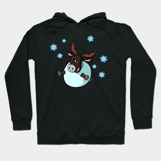 Snowball reindeer magnet Hoodie by AtelierRillian